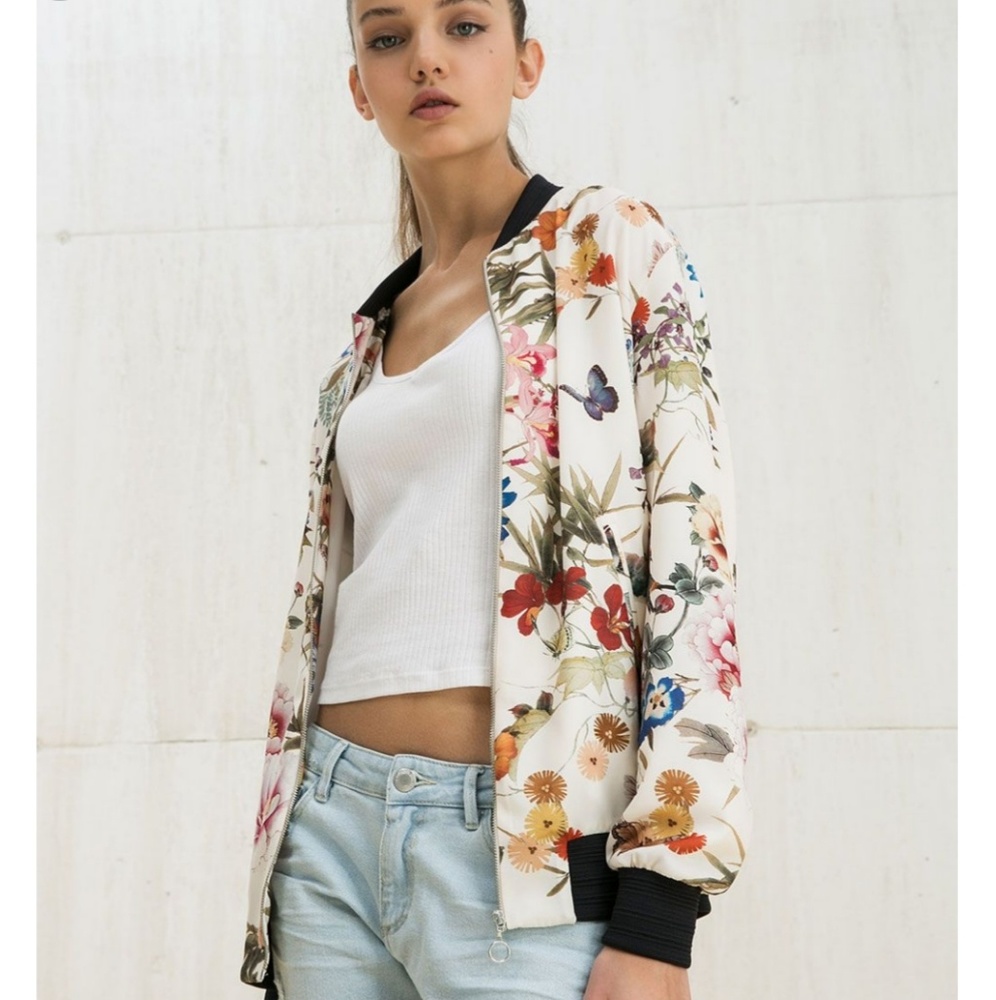 "Bershka" Blouson Bomber Floral Jacket